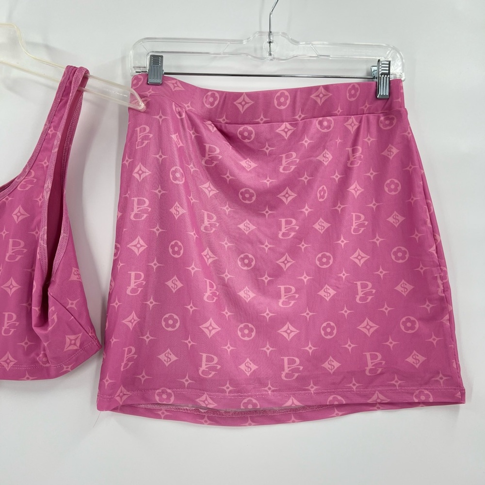 Dolls kill monogram crop top tank mini skirt set new large - Picture 3 of 13